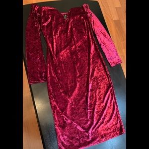 Keny Clothing Red Velvet Midi Dress